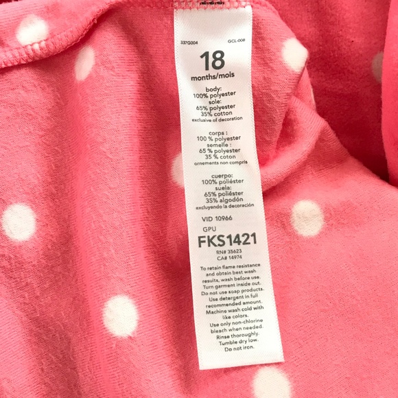 CARTER’S Fleece Pajama Sleeper Bear Ballerina Polka Dot Size 18 Months Pink NWT - Picture 11 of 12